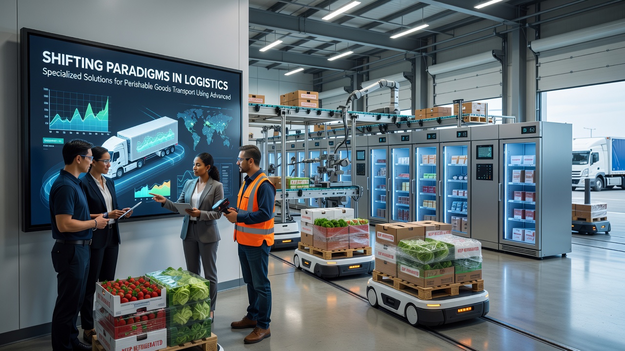 Detailed view of sensor-equipped crates used in perishable transport operations